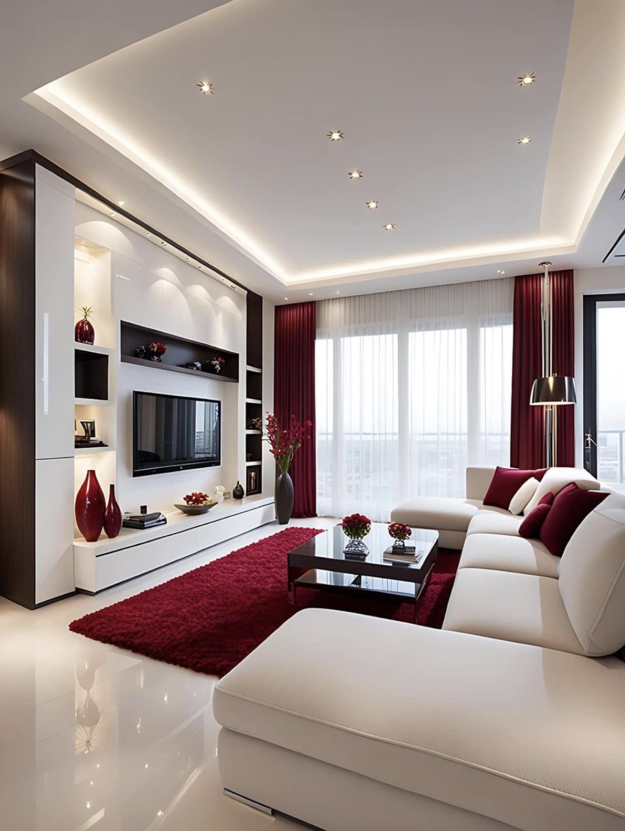 Decoración interior en rojo - Rosa